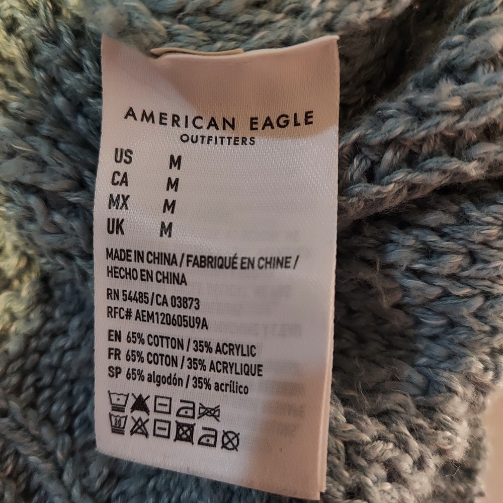 American Eagle Outfitters Light Sage Chunky Cozy Crew Neck Sweater - Picture 4 of 7